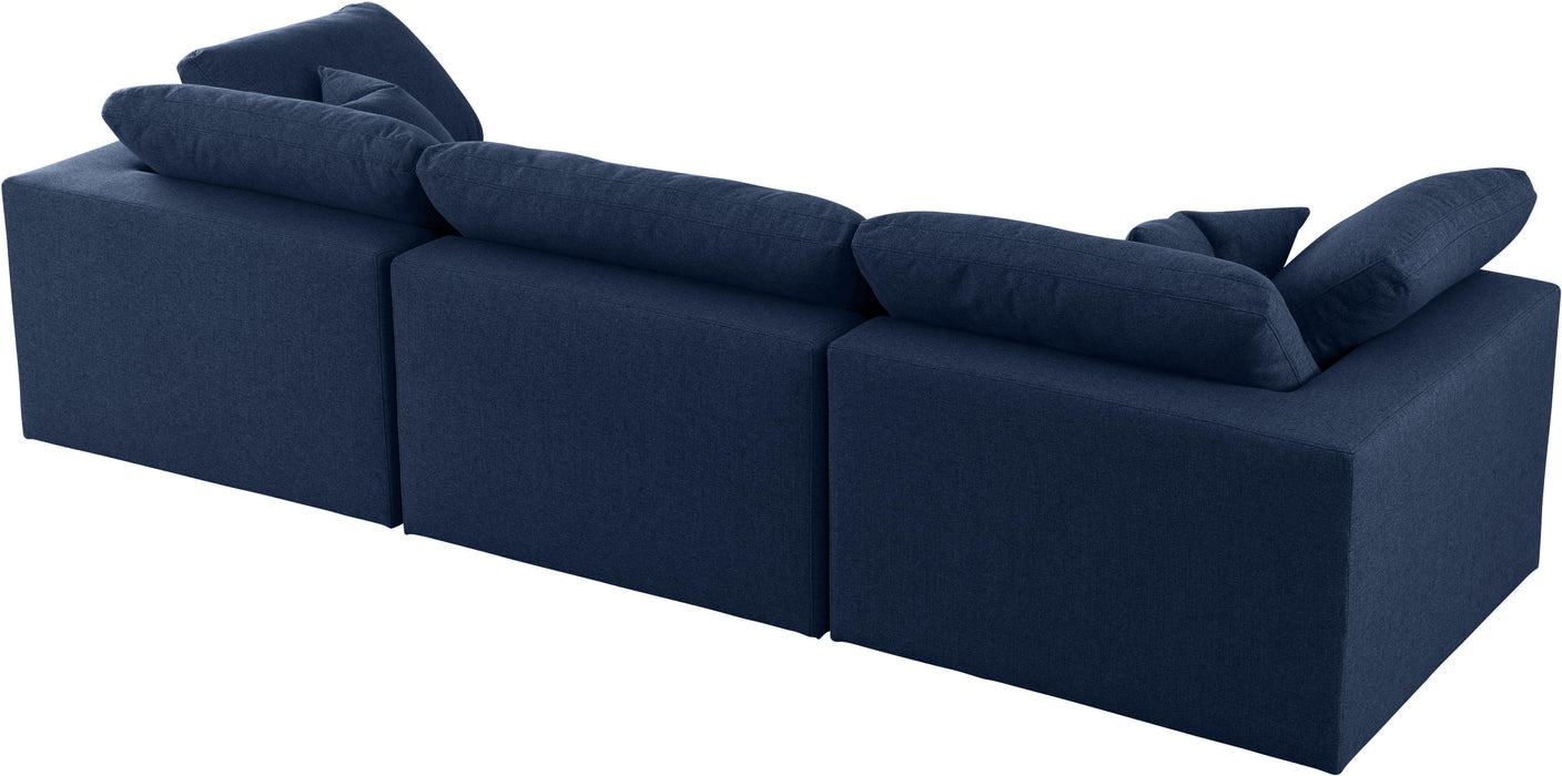 Serene Navy Linen Fabric Deluxe Cloud Modular Sofa - Bargain Furniture (Detroit, MI)