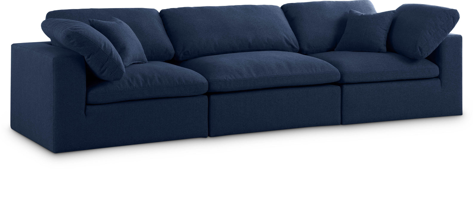 Serene Navy Linen Fabric Deluxe Cloud Modular Sofa - Bargain Furniture (Detroit, MI)