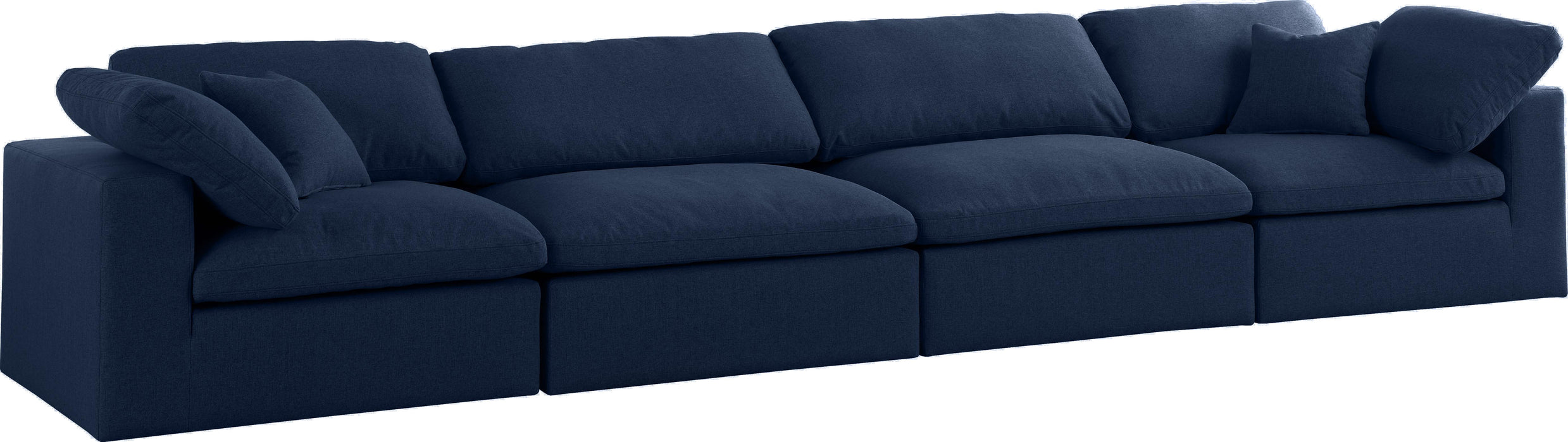 Serene Navy Linen Fabric Deluxe Cloud Modular Sofa - Bargain Furniture (Detroit, MI)