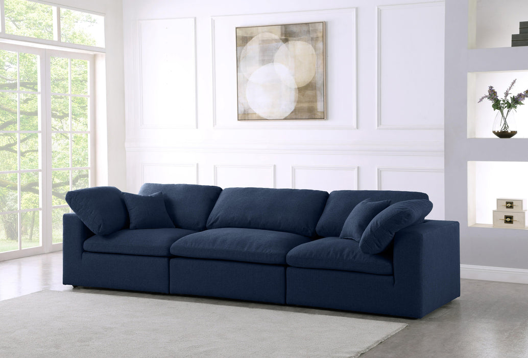 Serene Navy Linen Fabric Deluxe Cloud Modular Sofa - Bargain Furniture (Detroit, MI)