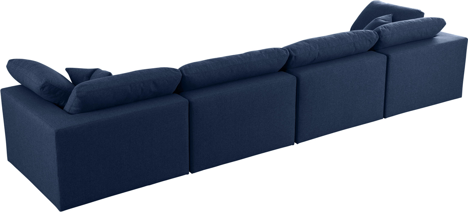 Serene Navy Linen Fabric Deluxe Cloud Modular Sofa - Bargain Furniture (Detroit, MI)