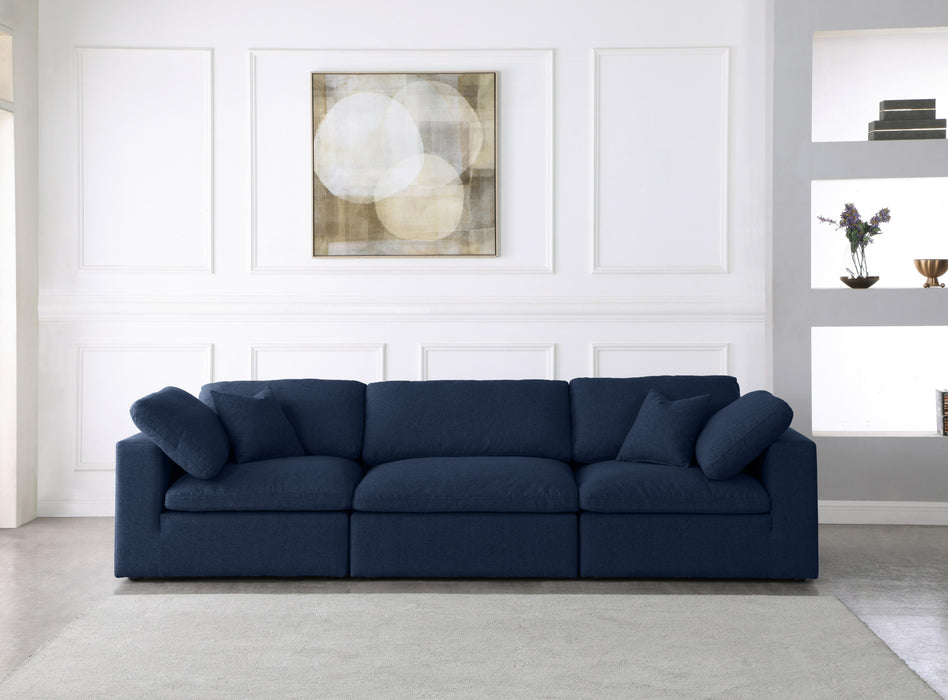Serene Navy Linen Fabric Deluxe Cloud Modular Sofa - Bargain Furniture (Detroit, MI)