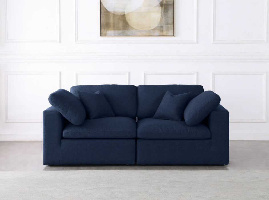 Serene Navy Linen Fabric Deluxe Cloud Modular Sofa - Bargain Furniture (Detroit, MI)