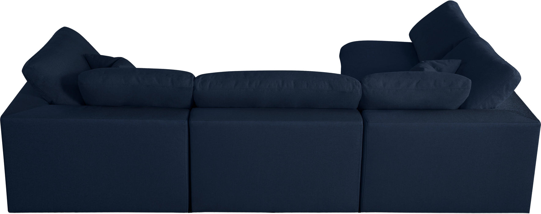 Serene Navy Linen Fabric Deluxe Cloud Modular Sectional - Bargain Furniture (Detroit, MI)
