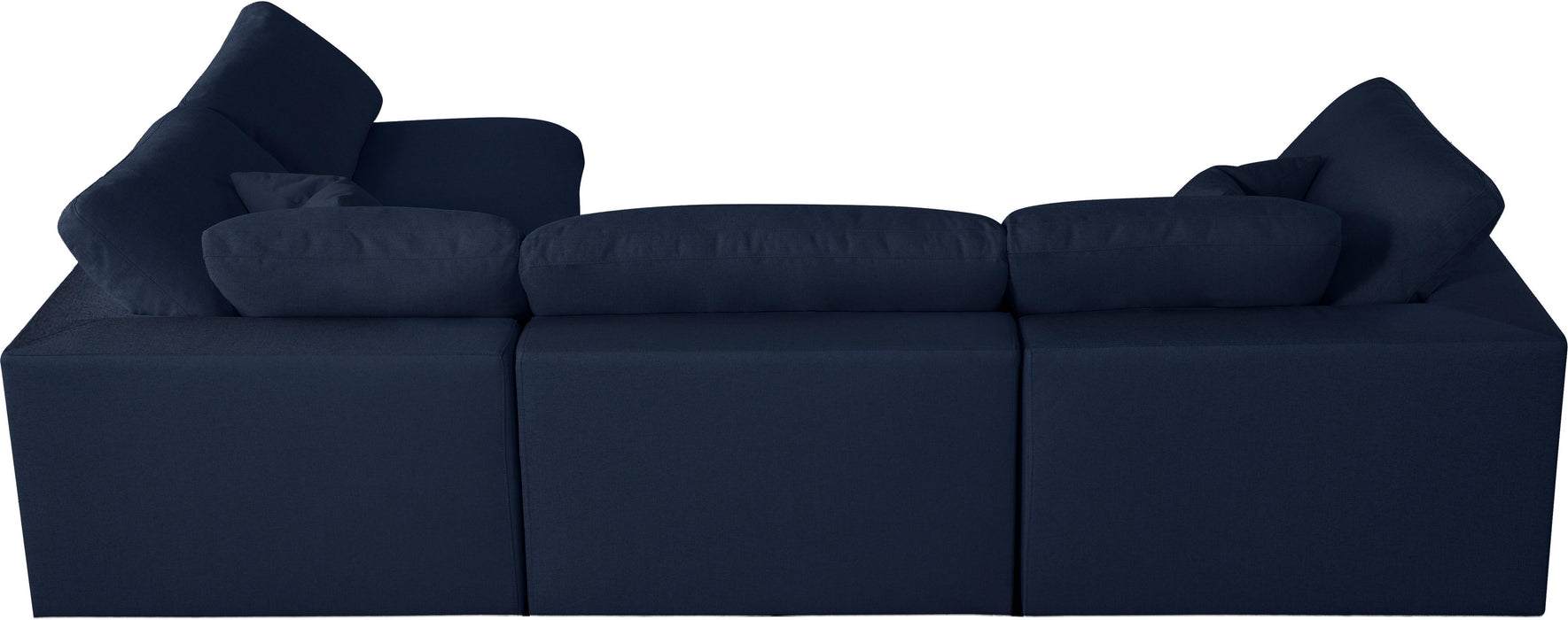 Serene Navy Linen Fabric Deluxe Cloud Modular Sectional - Bargain Furniture (Detroit, MI)