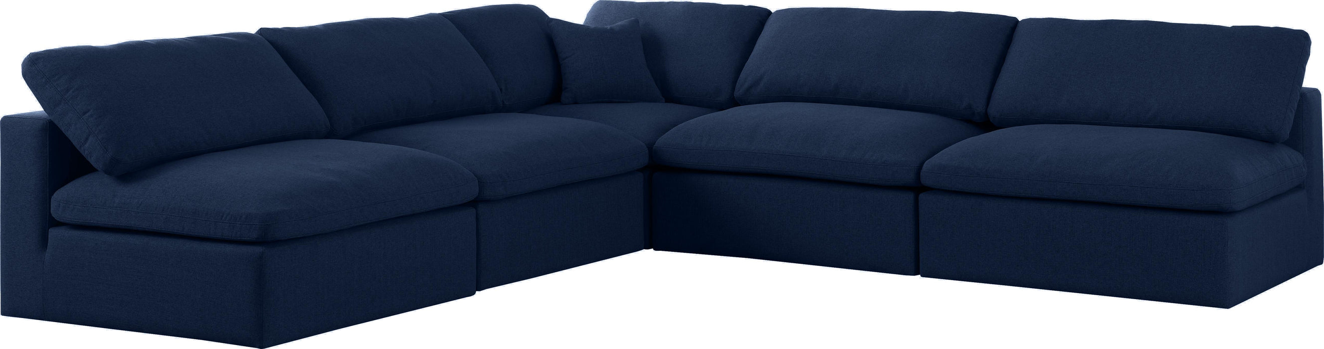 Serene Navy Linen Fabric Deluxe Cloud Modular Sectional - Bargain Furniture (Detroit, MI)