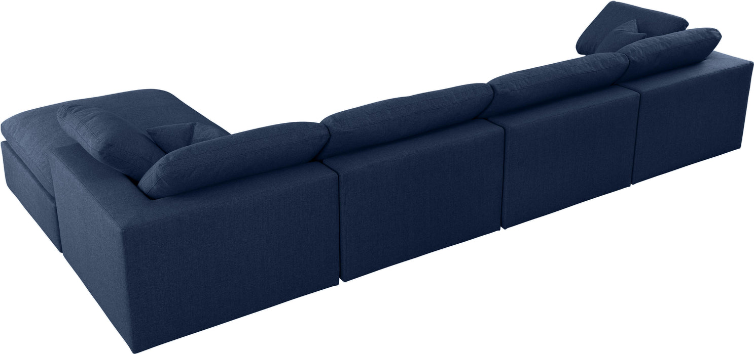 Serene Navy Linen Fabric Deluxe Cloud Modular Sectional - Bargain Furniture (Detroit, MI)