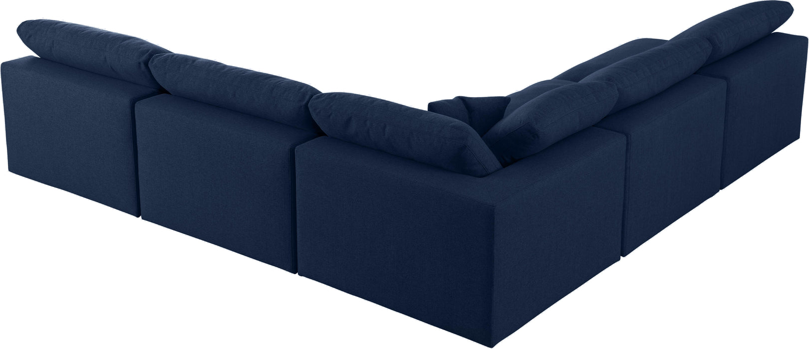 Serene Navy Linen Fabric Deluxe Cloud Modular Sectional - Bargain Furniture (Detroit, MI)