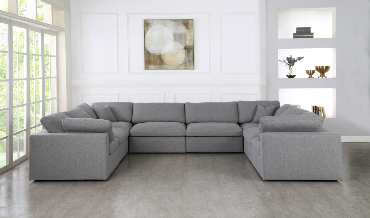 Serene Grey Linen Fabric Deluxe Cloud Modular Sectional - Bargain Furniture (Detroit, MI)
