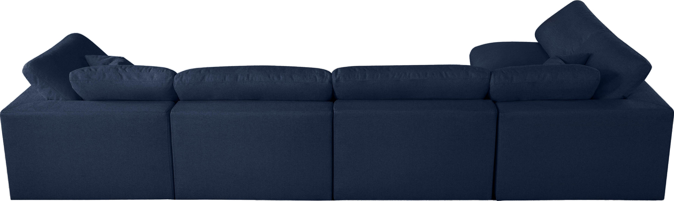 Serene Navy Linen Fabric Deluxe Cloud Modular Sectional - Bargain Furniture (Detroit, MI)