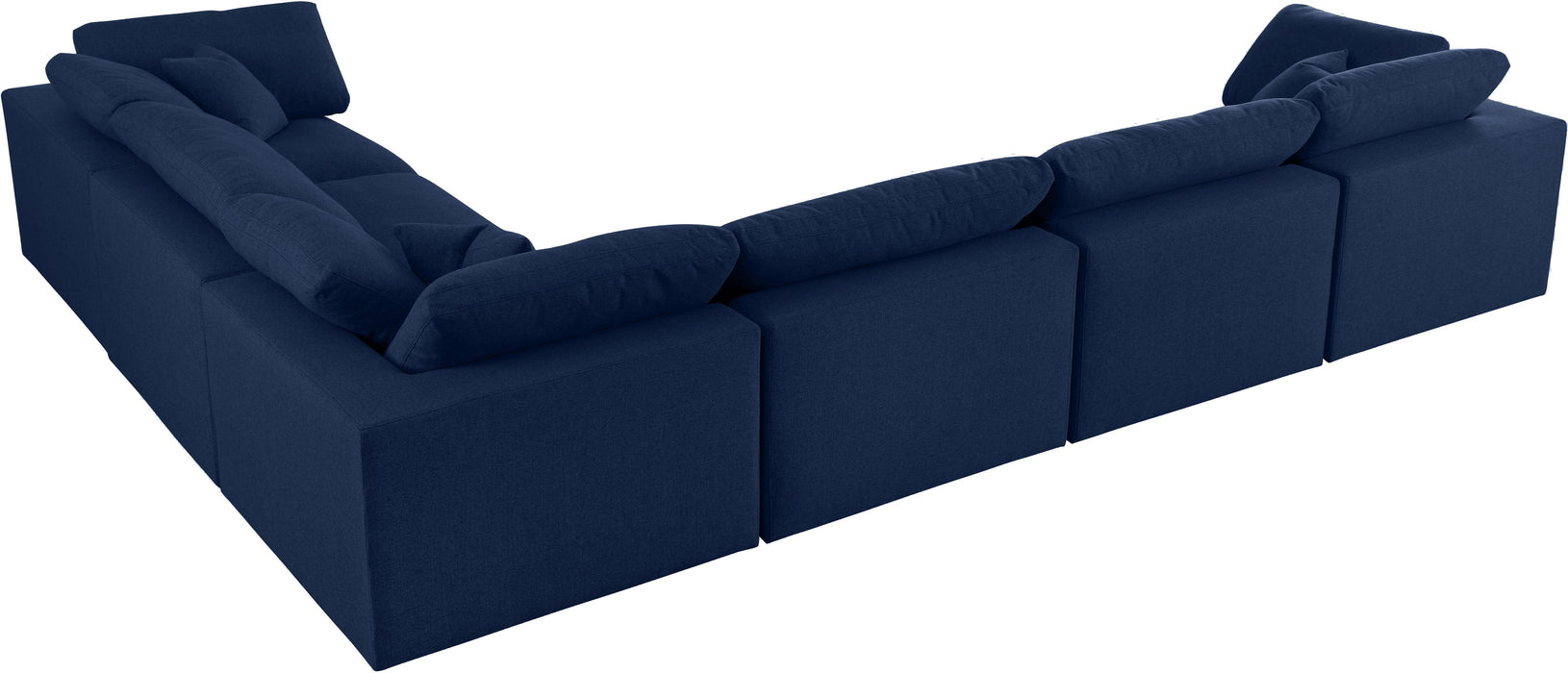 Serene Navy Linen Fabric Deluxe Cloud Modular Sectional - Bargain Furniture (Detroit, MI)