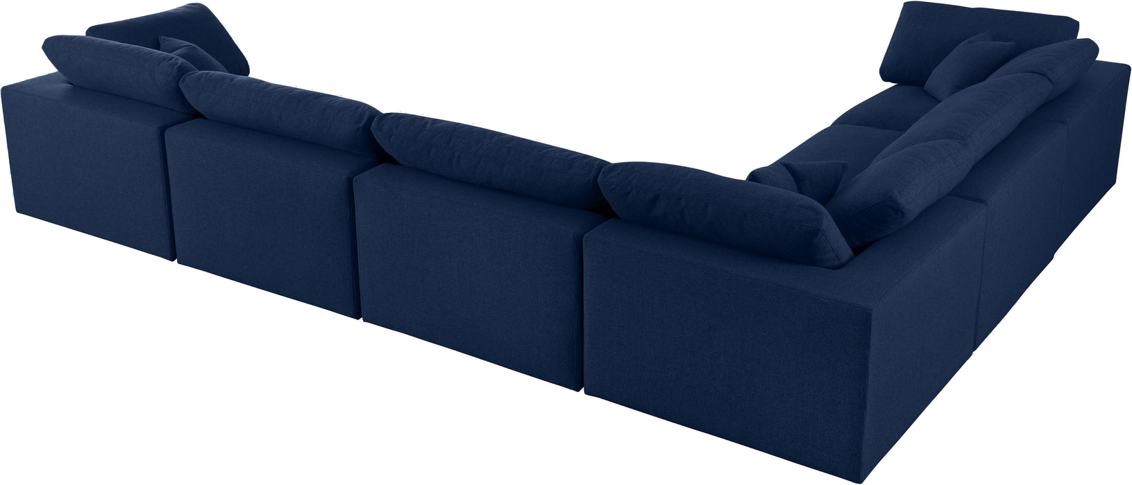 Serene Navy Linen Fabric Deluxe Cloud Modular Sectional - Bargain Furniture (Detroit, MI)