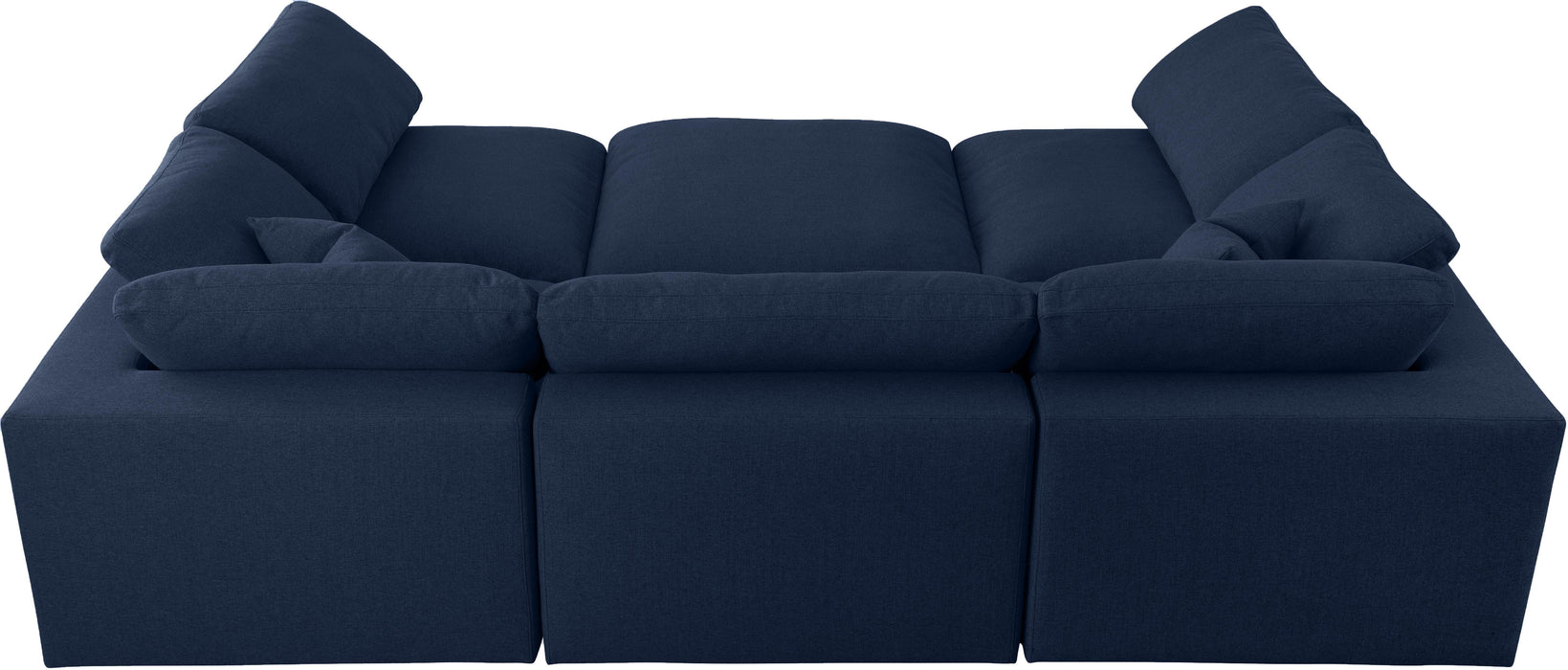 Serene Navy Linen Fabric Deluxe Cloud Modular Sectional - Bargain Furniture (Detroit, MI)