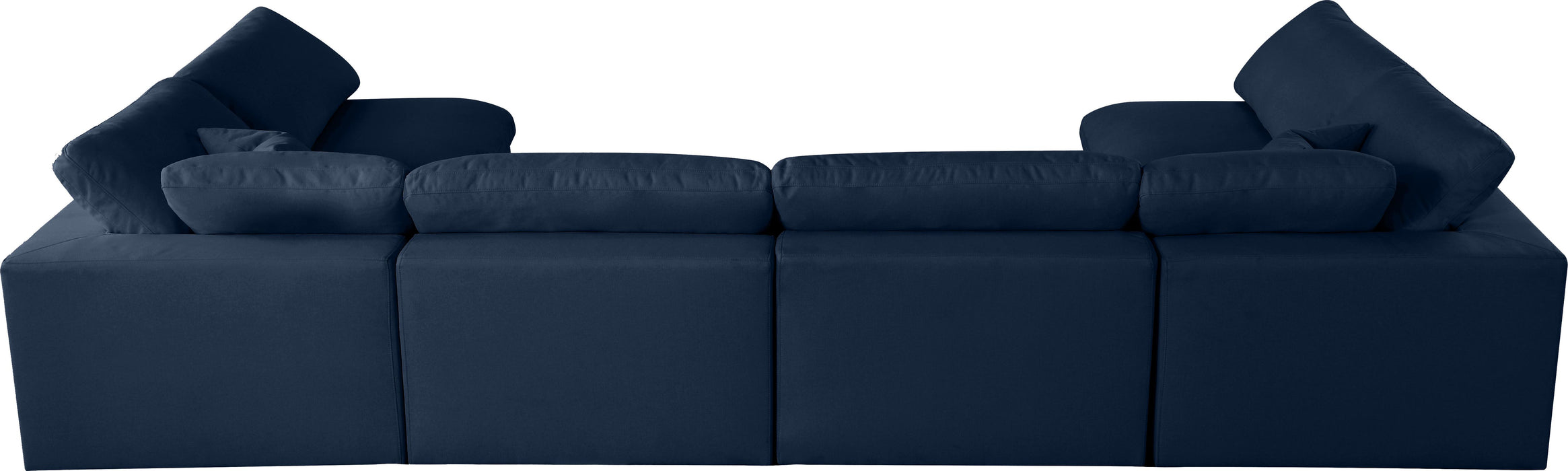Serene Navy Linen Fabric Deluxe Cloud Modular Sectional - Bargain Furniture (Detroit, MI)