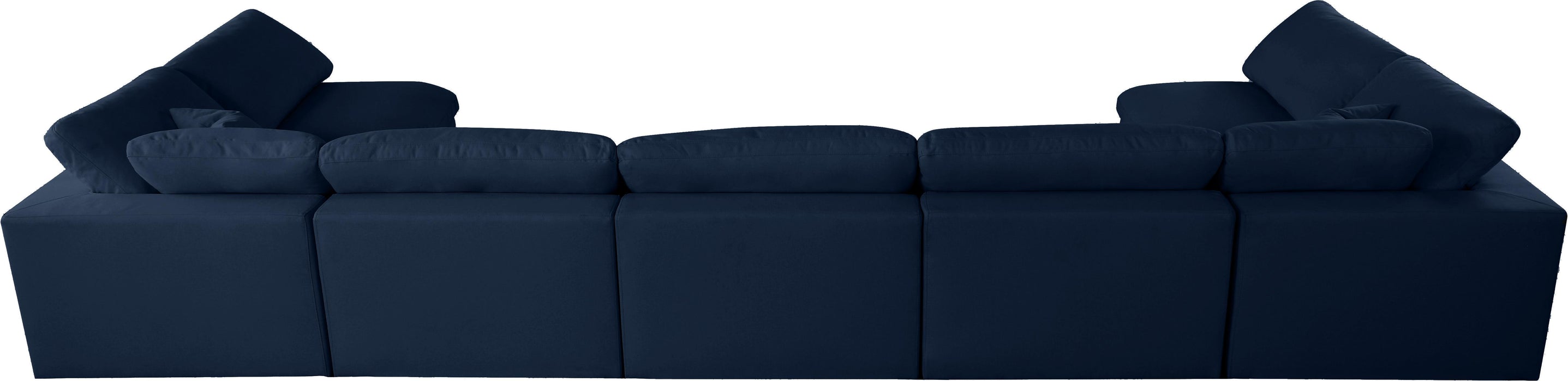 Serene Navy Linen Fabric Deluxe Cloud Modular Sectional - Bargain Furniture (Detroit, MI)