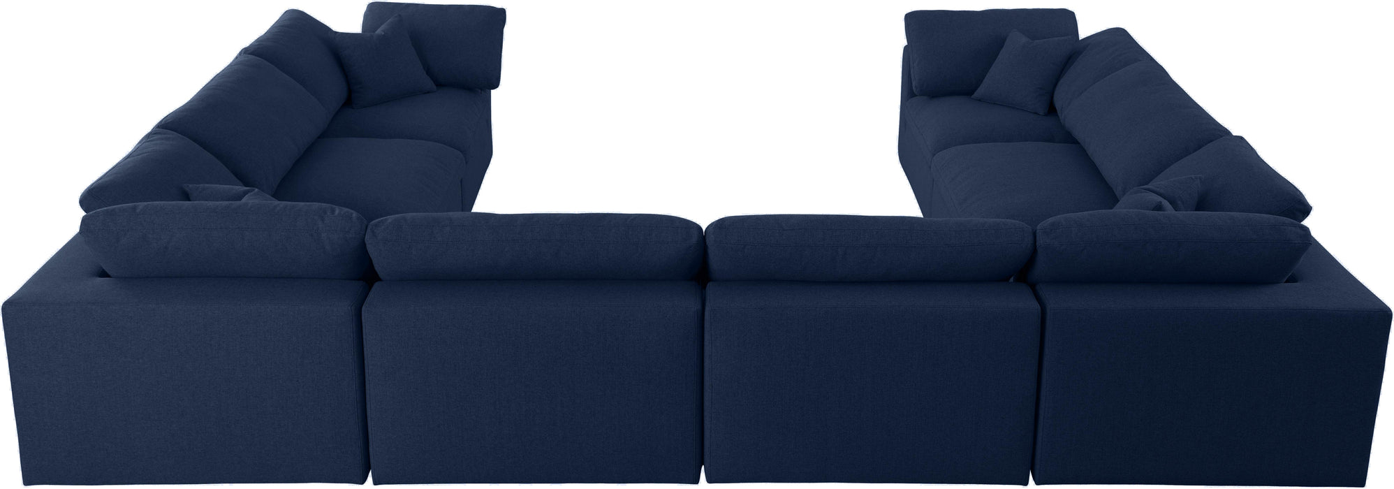 Serene Navy Linen Fabric Deluxe Cloud Modular Sectional - Bargain Furniture (Detroit, MI)