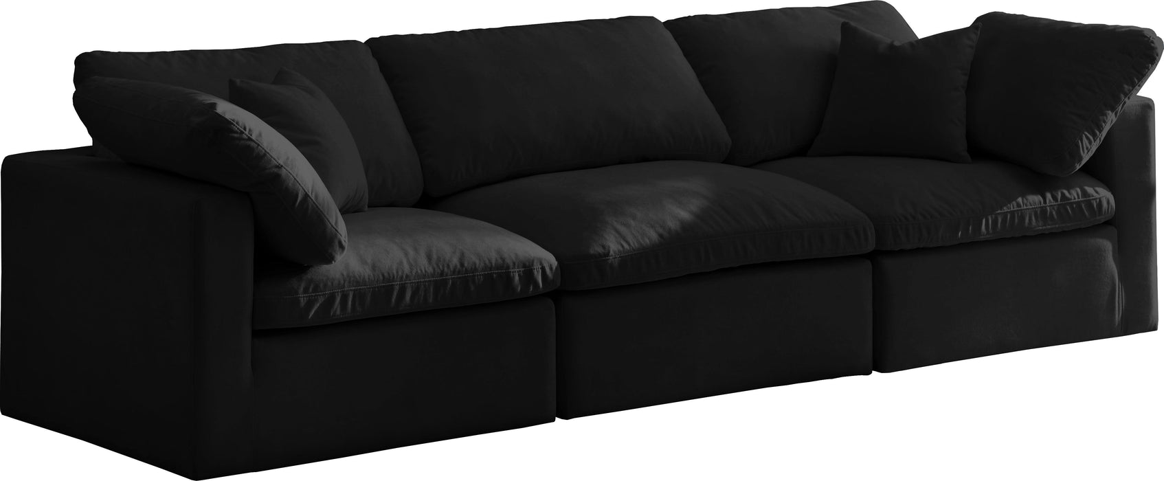 Plush Black Velvet Standard Cloud Modular Sofa - Bargain Furniture (Detroit, MI)