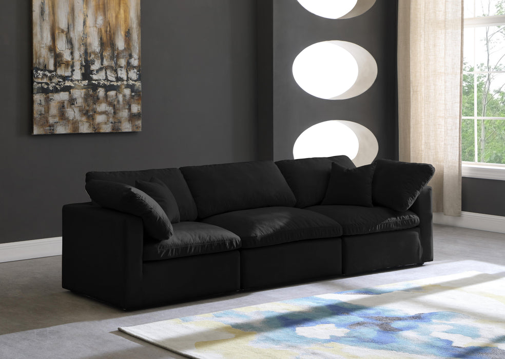 Plush Black Velvet Standard Cloud Modular Sofa - Bargain Furniture (Detroit, MI)