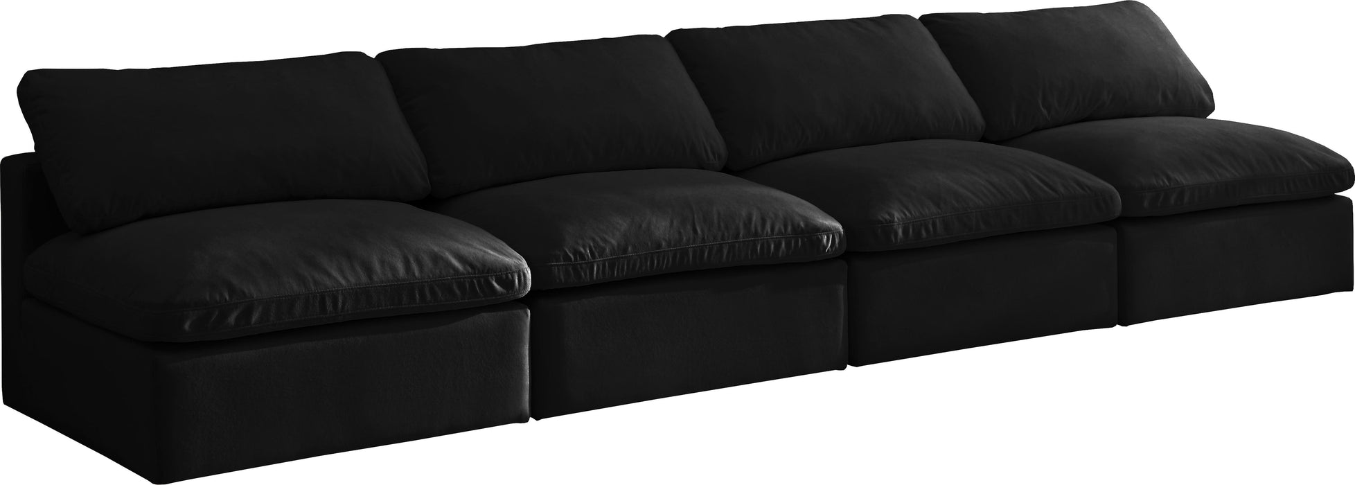 Plush Black Velvet Standard Cloud Modular Sofa - Bargain Furniture (Detroit, MI)