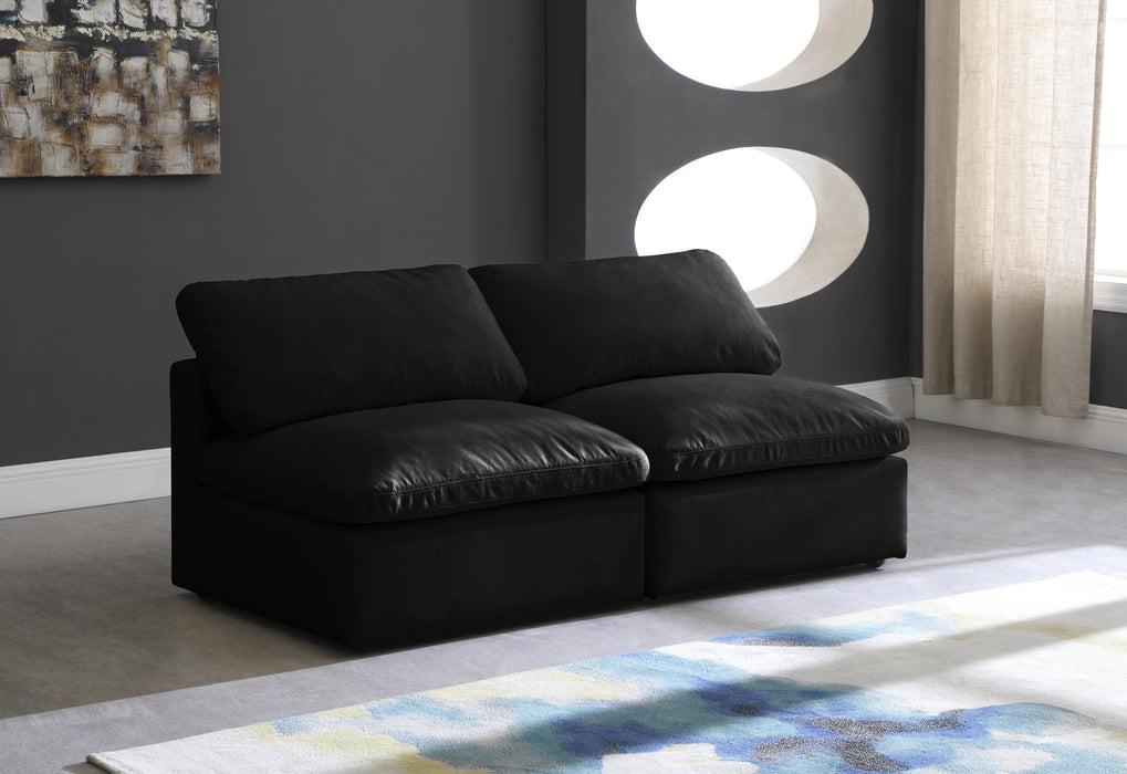 Plush Black Velvet Standard Cloud Modular Sofa - Bargain Furniture (Detroit, MI)