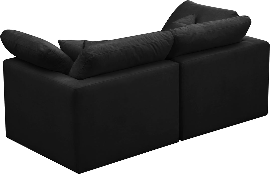 Plush Black Velvet Standard Cloud Modular Sofa - Bargain Furniture (Detroit, MI)