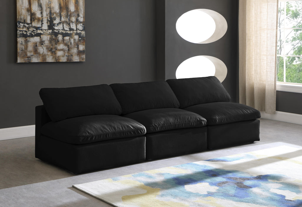 Plush Black Velvet Standard Cloud Modular Sofa - Bargain Furniture (Detroit, MI)