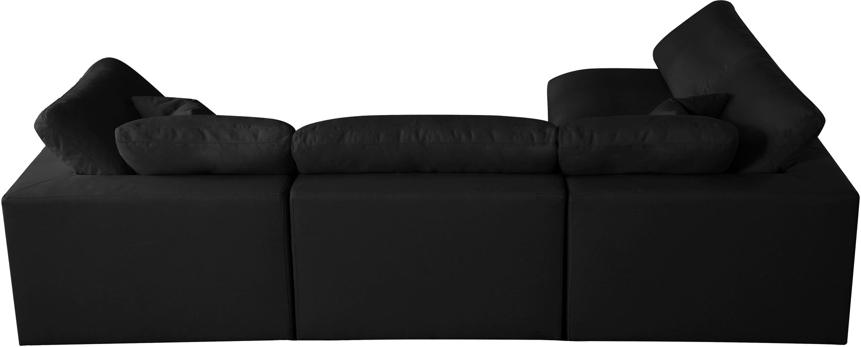 Plush Black Velvet Standard Cloud Modular Sectional - Bargain Furniture (Detroit, MI)