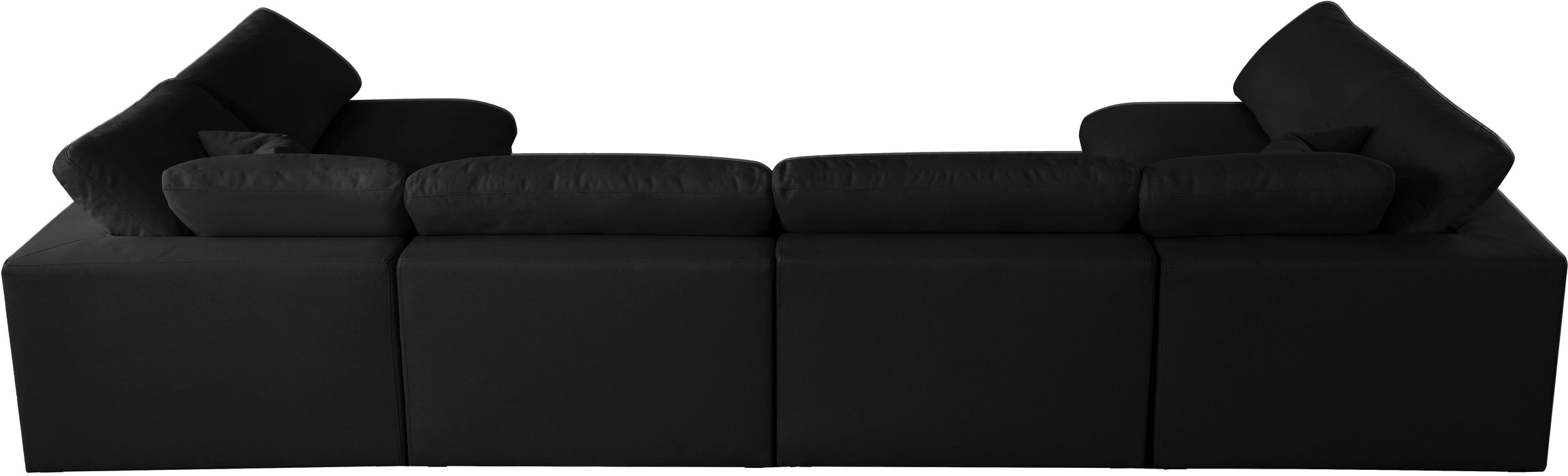 Plush Black Velvet Standard Cloud Modular Sectional - Bargain Furniture (Detroit, MI)