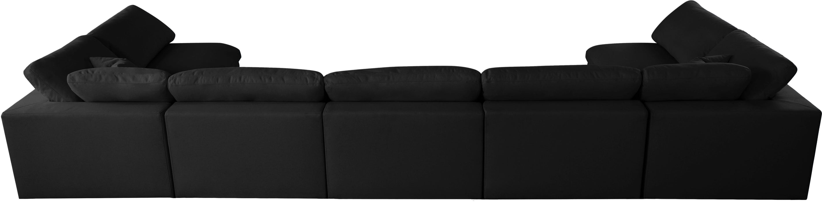 Plush Black Velvet Standard Cloud Modular Sectional - Bargain Furniture (Detroit, MI)