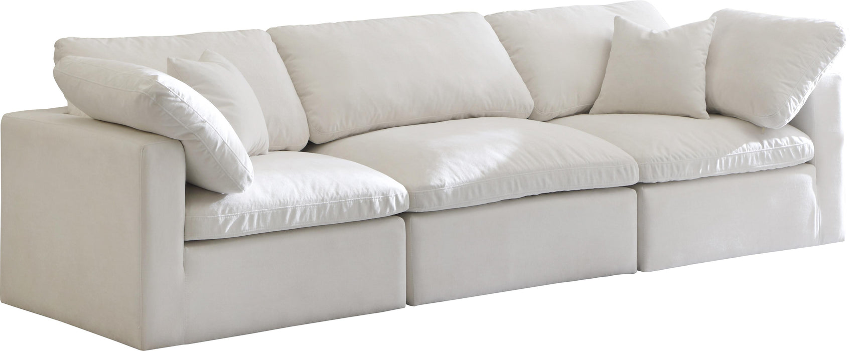 Plush Cream Velvet Standard Cloud Modular Sofa - Bargain Furniture (Detroit, MI)