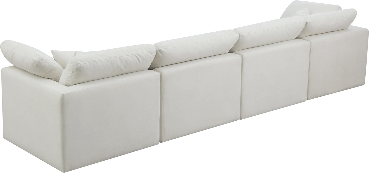 Plush Cream Velvet Standard Cloud Modular Sofa - Bargain Furniture (Detroit, MI)