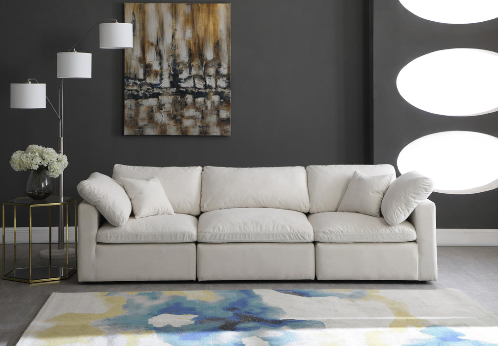 Plush Cream Velvet Standard Cloud Modular Sofa - Bargain Furniture (Detroit, MI)