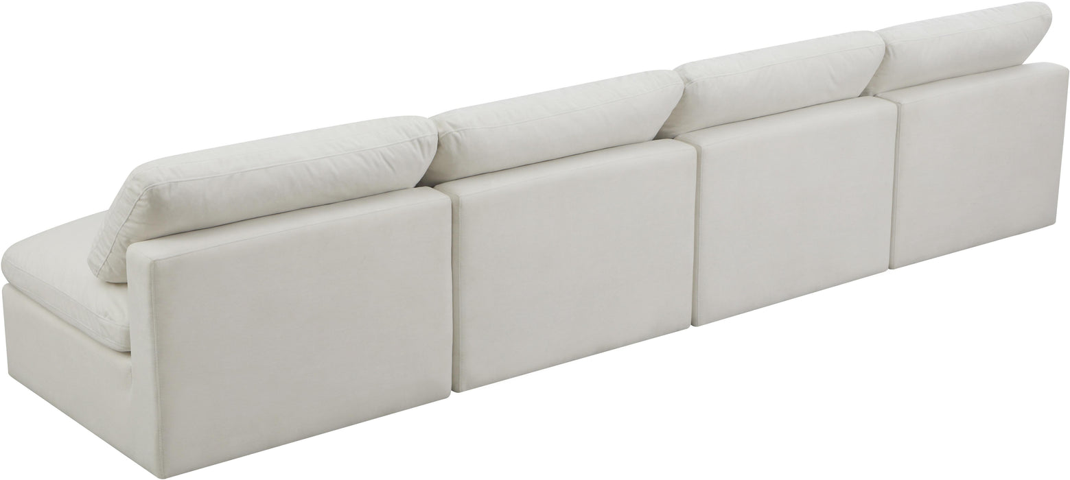Plush Cream Velvet Standard Cloud Modular Sofa - Bargain Furniture (Detroit, MI)
