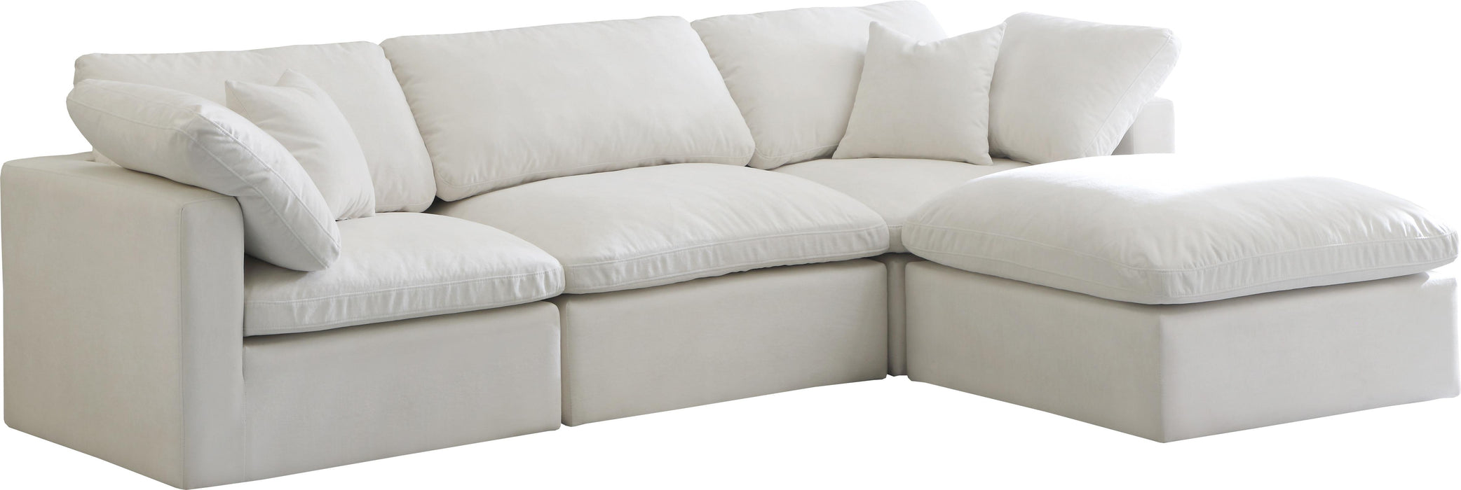 Plush Cream Velvet Standard Cloud Modular Sectional - Bargain Furniture (Detroit, MI)