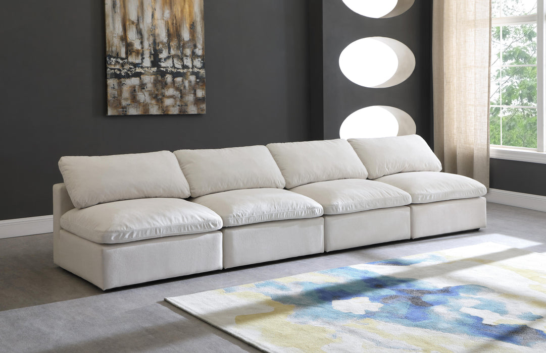 Plush Cream Velvet Standard Cloud Modular Sofa - Bargain Furniture (Detroit, MI)