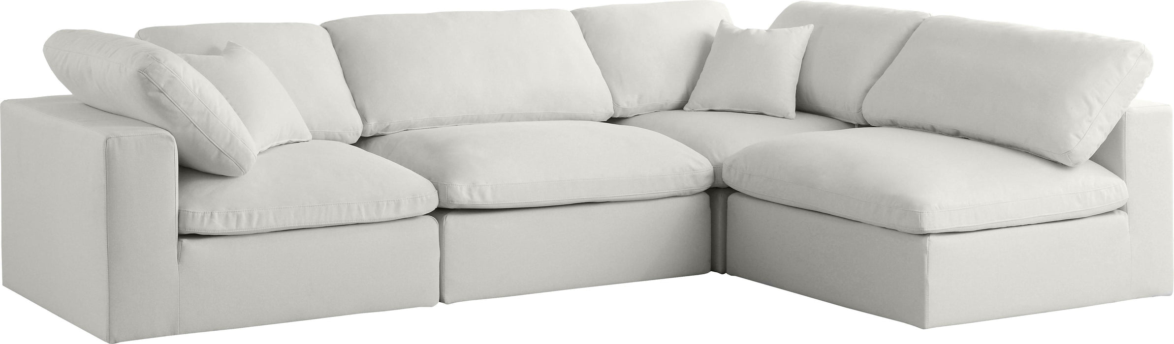 Plush Cream Velvet Standard Cloud Modular Sectional - Bargain Furniture (Detroit, MI)