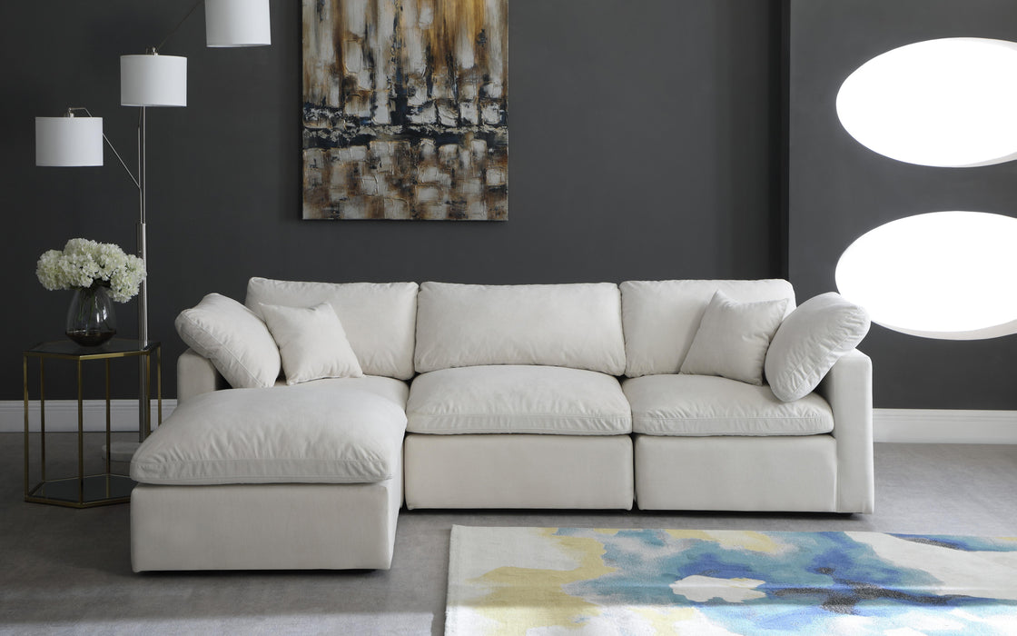 Plush Cream Velvet Standard Cloud Modular Sectional - Bargain Furniture (Detroit, MI)