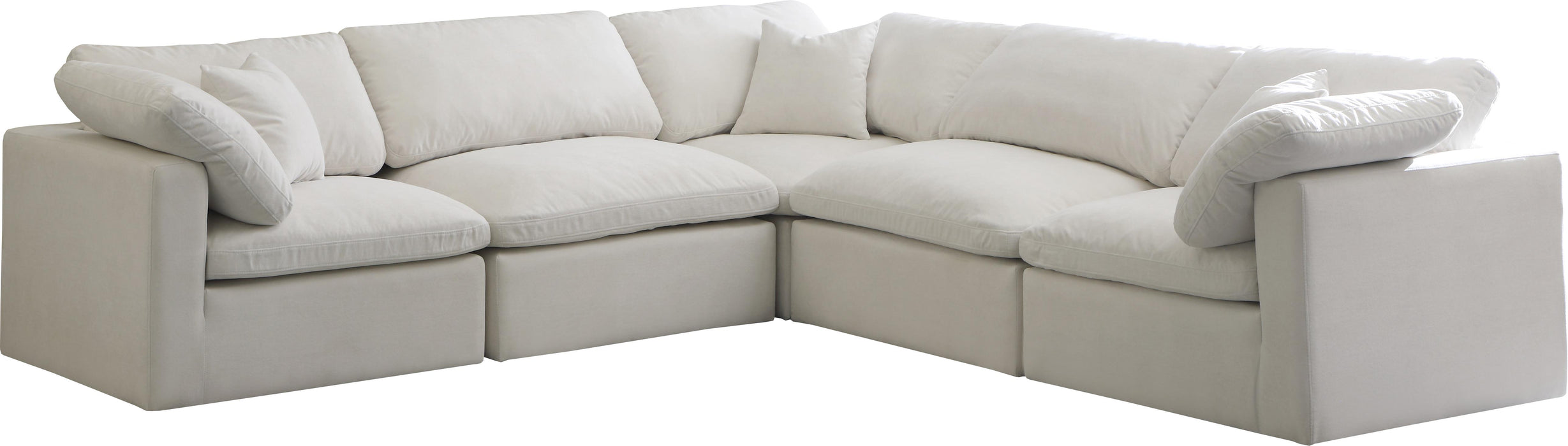 Plush Cream Velvet Standard Cloud Modular Sectional - Bargain Furniture (Detroit, MI)