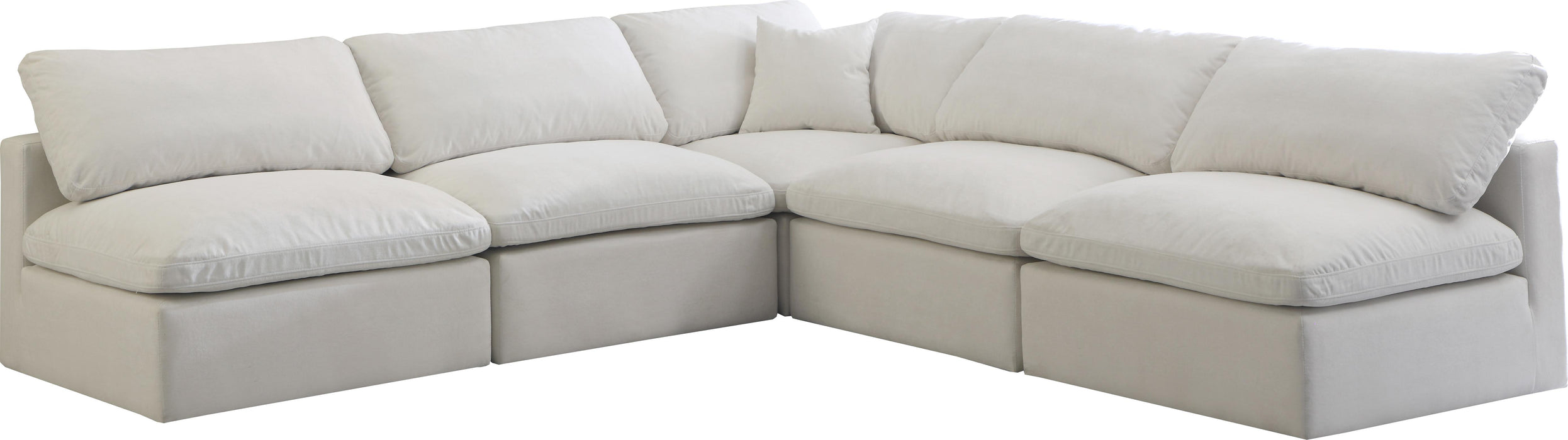 Plush Cream Velvet Standard Cloud Modular Sectional - Bargain Furniture (Detroit, MI)