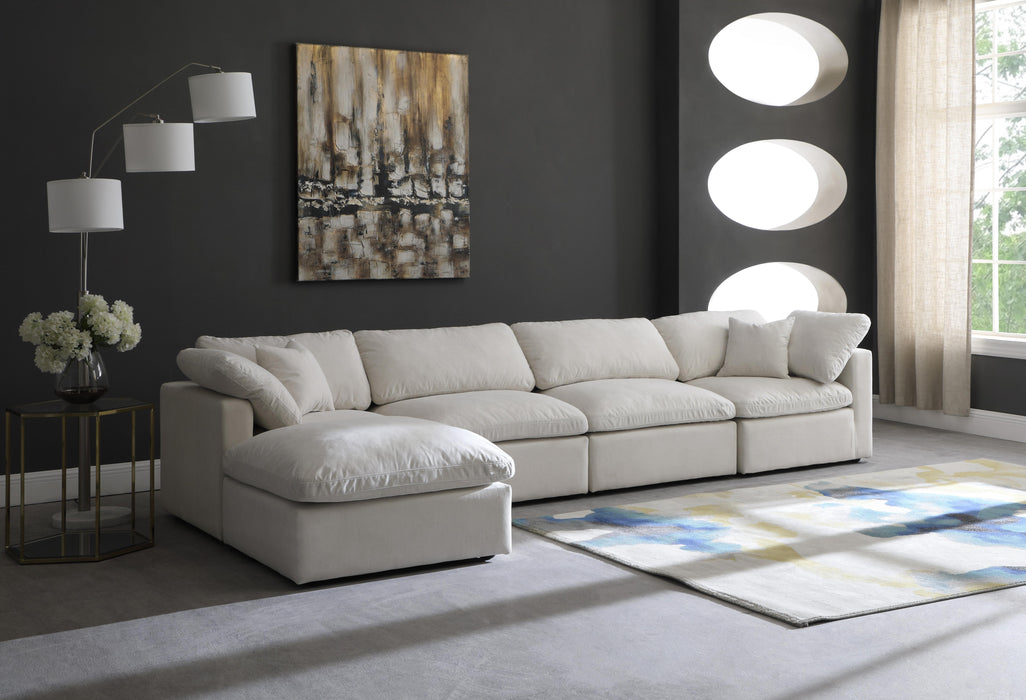 Plush Cream Velvet Standard Cloud Modular Sectional - Bargain Furniture (Detroit, MI)