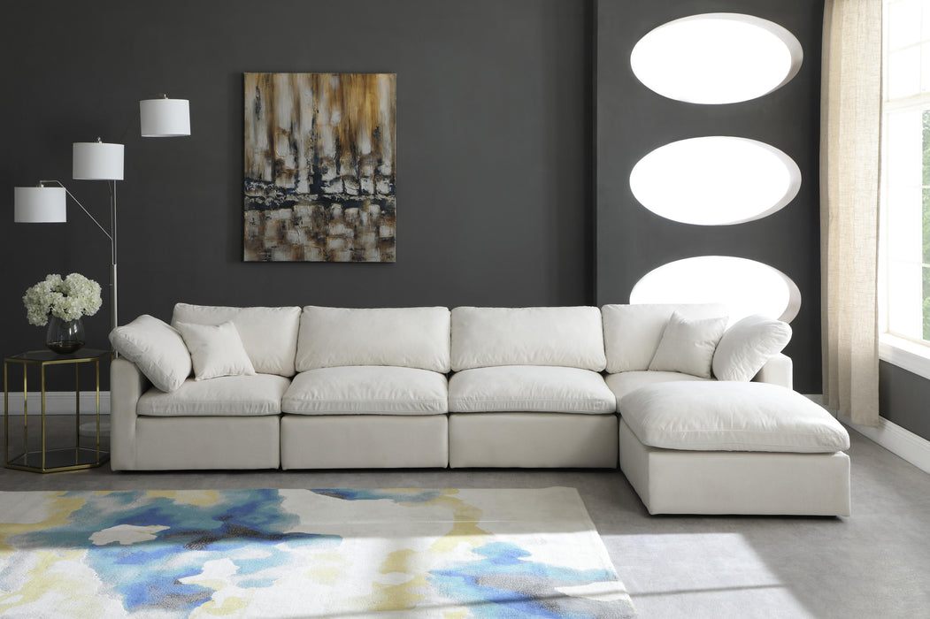 Plush Cream Velvet Standard Cloud Modular Sectional - Bargain Furniture (Detroit, MI)