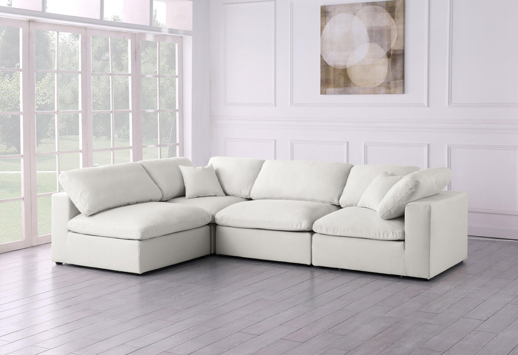 Plush Cream Velvet Standard Cloud Modular Sectional - Bargain Furniture (Detroit, MI)
