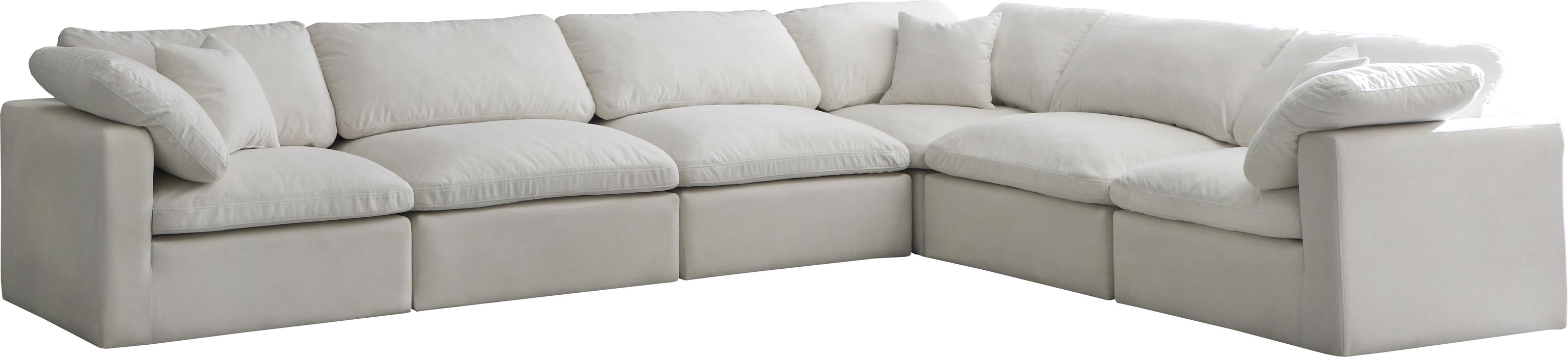 Plush Cream Velvet Standard Cloud Modular Sectional - Bargain Furniture (Detroit, MI)