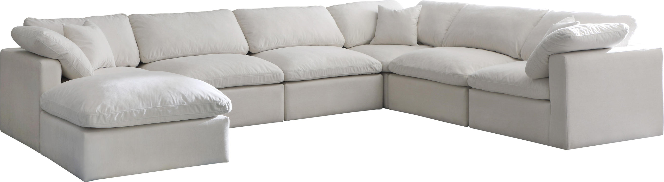 Plush Cream Velvet Standard Cloud Modular Sectional - Bargain Furniture (Detroit, MI)