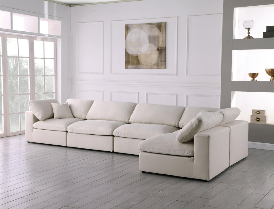 Plush Cream Velvet Standard Cloud Modular Sectional - Bargain Furniture (Detroit, MI)