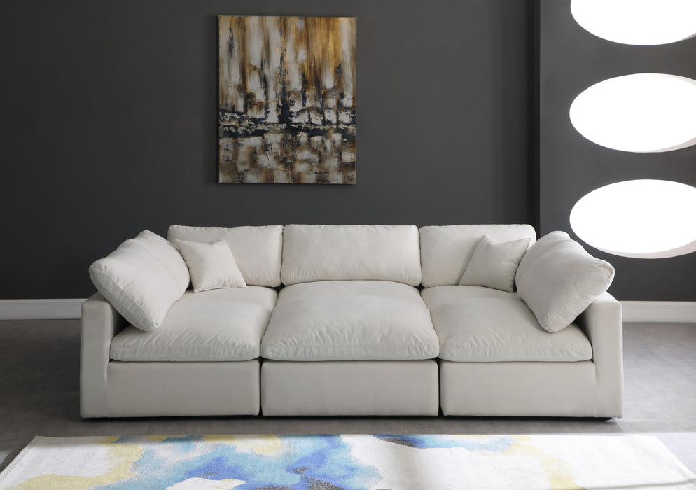 Plush Cream Velvet Standard Cloud Modular Sectional - Bargain Furniture (Detroit, MI)