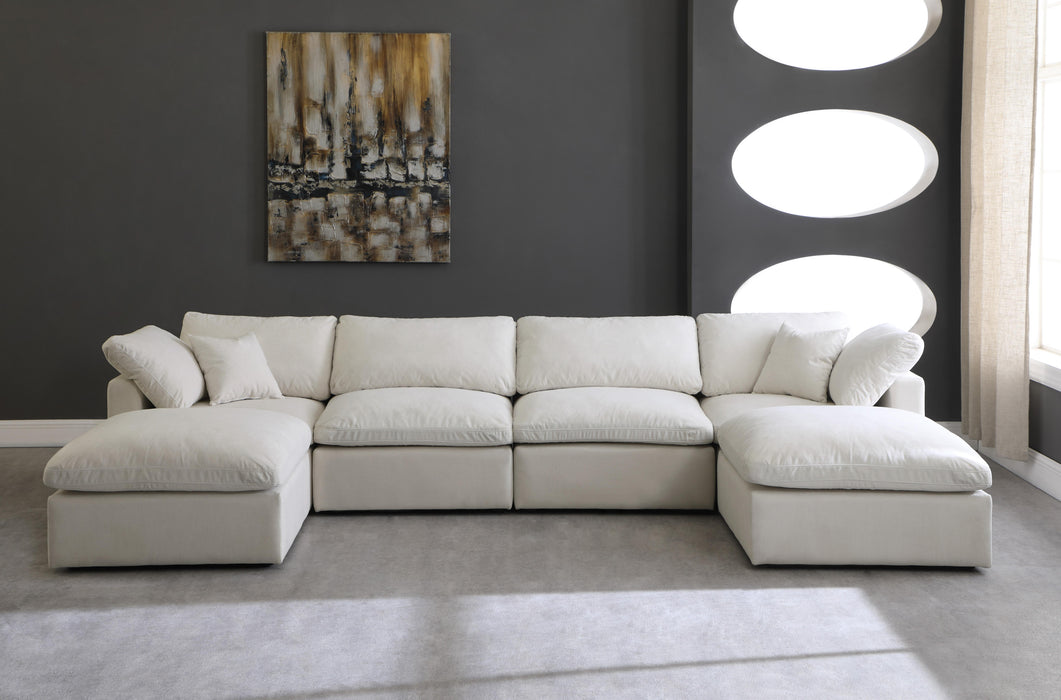 Plush Cream Velvet Standard Cloud Modular Sectional - Bargain Furniture (Detroit, MI)