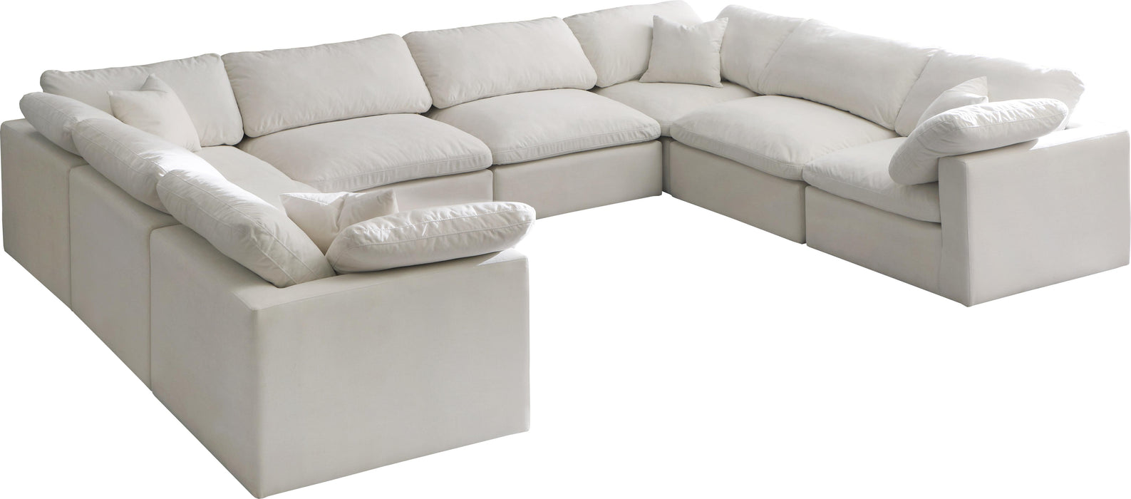 Plush Cream Velvet Standard Cloud Modular Sectional - Bargain Furniture (Detroit, MI)