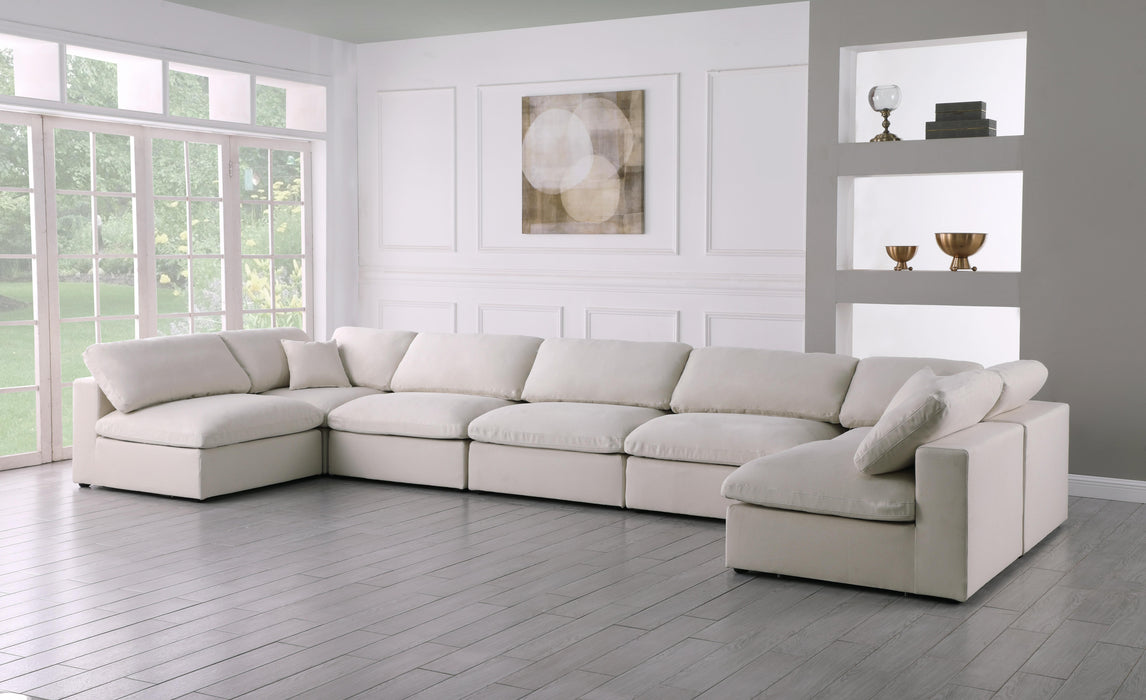 Plush Cream Velvet Standard Cloud Modular Sectional - Bargain Furniture (Detroit, MI)