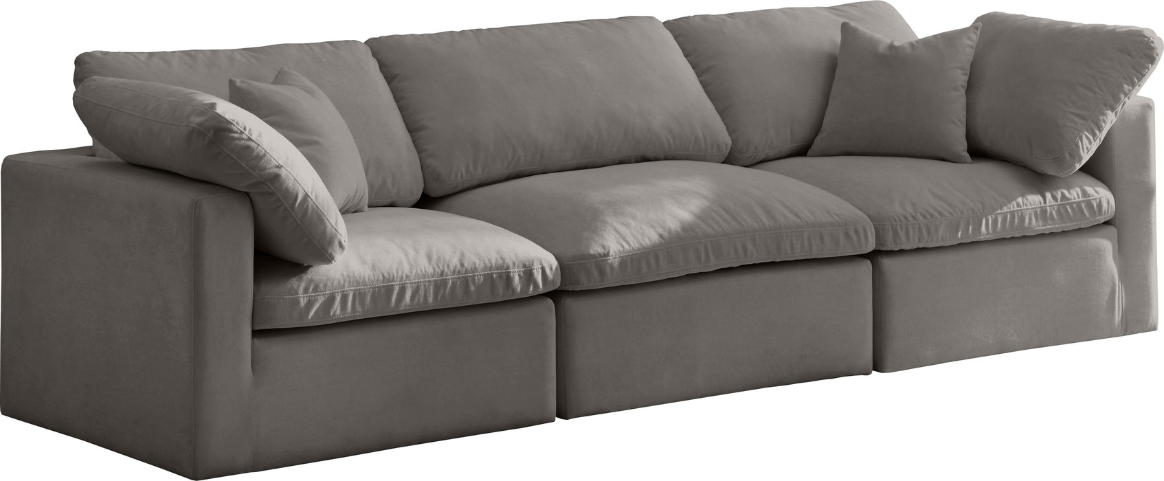 Plush Grey Velvet Standard Cloud Modular Sofa - Bargain Furniture (Detroit, MI)